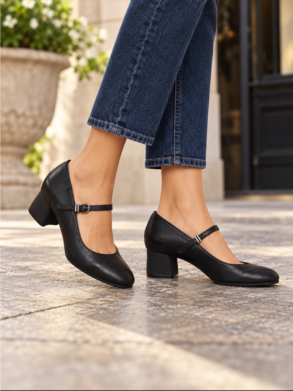 Camper Mary Jane Heels Black Leather EU 40 US 9
